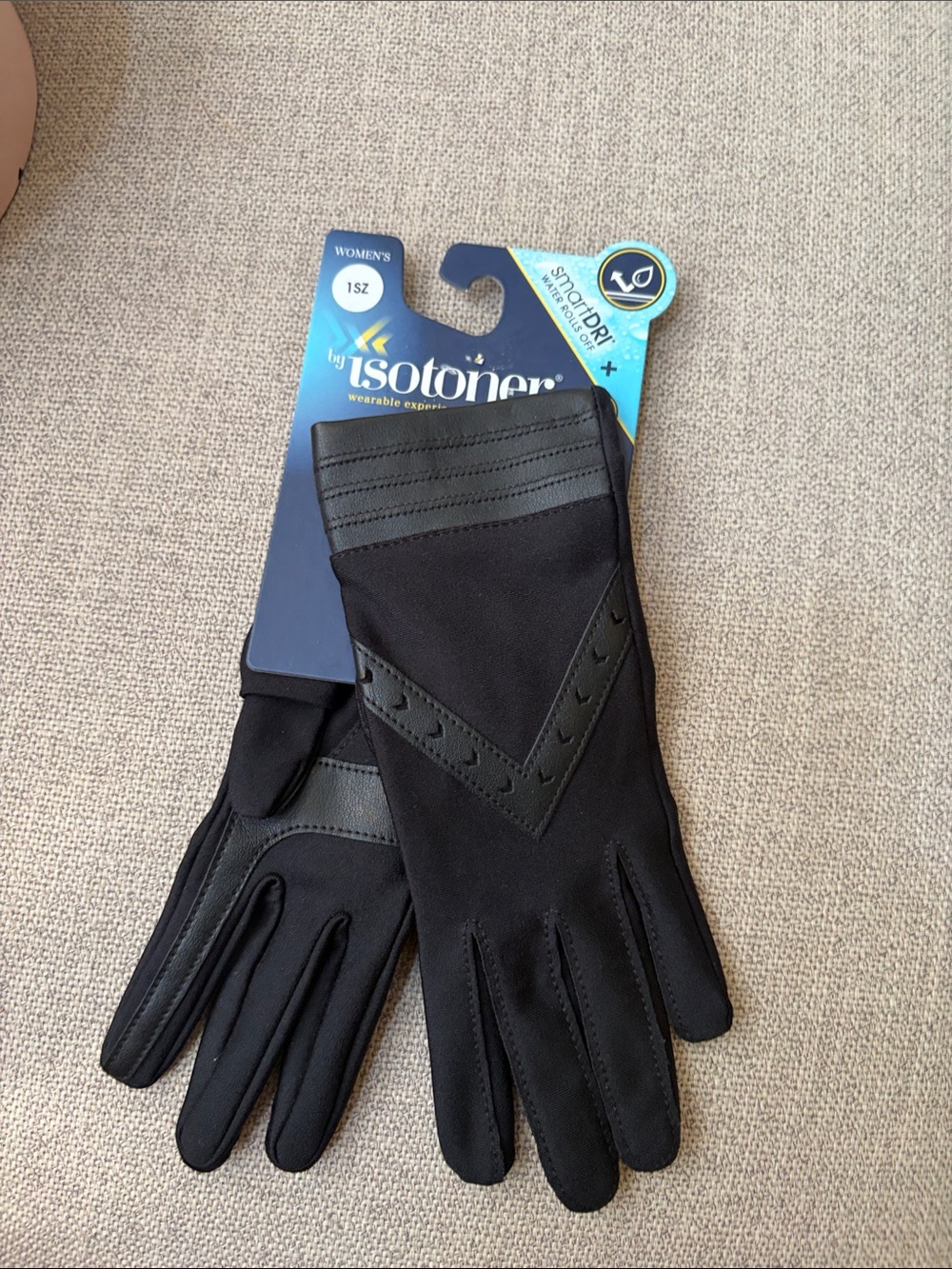 isotoner Black Women's Stretch Gloves